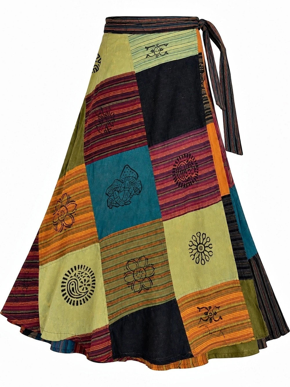 Boho Patchwork Maxi Wrap Skirt 4